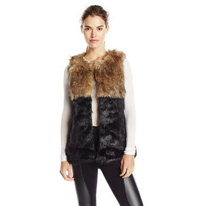 Nasty Gal Ark & Co Faux Fur Color-Block Vest Large